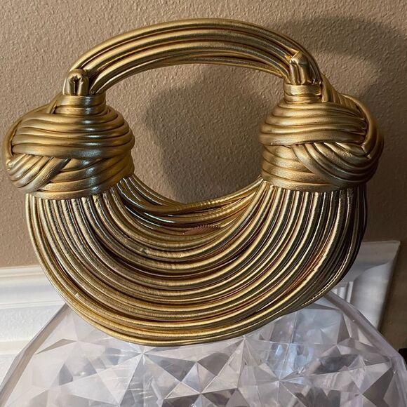 Gold Knotted Circular Womens Handbag Gorgeous Gold - Picture 13 of 13